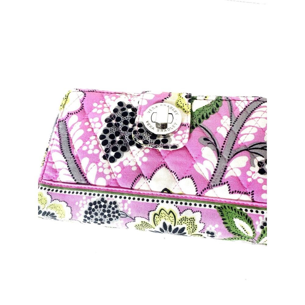 Vera Bradley Priscilla Pink Turnlock Wallet 12 CC Slots 2 ID Slots Zip Coin
